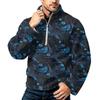 Men's Halloween Print Flannel Zip-Up Sweatshirt, Plus Size Stand Collar Casual Fall Winter Top