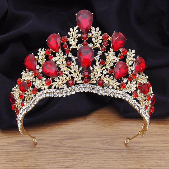 Quality Pageant Crown Headdress Royal Queen Large Water Drop Crystal Tiaras Diadem Bridal Wedding Hair Jewelry Bride Accessories