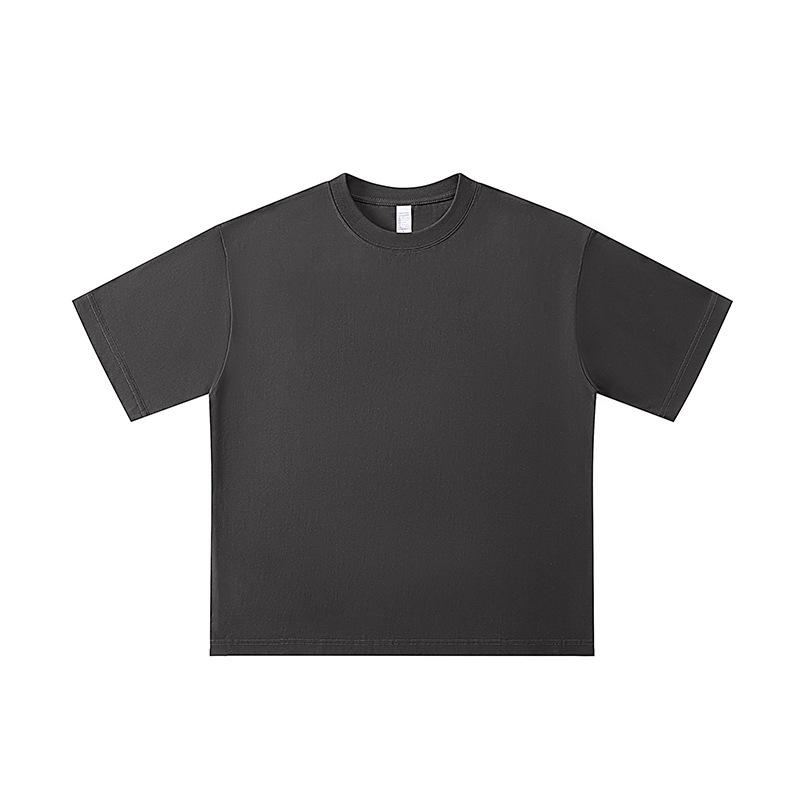

European-Size Men s Loose-Fit Cotton T-Shirt, 260g, Trendy Drop Shoulder, Printed Pattern XL темно-серого