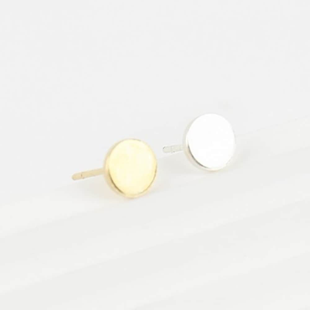 [Aslit] 925 Silver Modern Simple Round Daily Stud Earrings