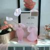 Pink Crystal Glass Vase Home Livingroom Table Flower arrangements Ornaments Decoration Cafe Table Fake Flower Pots Art Crafts
