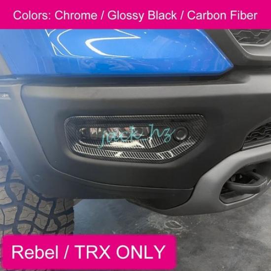 For Ram 1500 Rebel TRX -2024 Carbon Fiber Front Fog Light Lamp Cover Trims