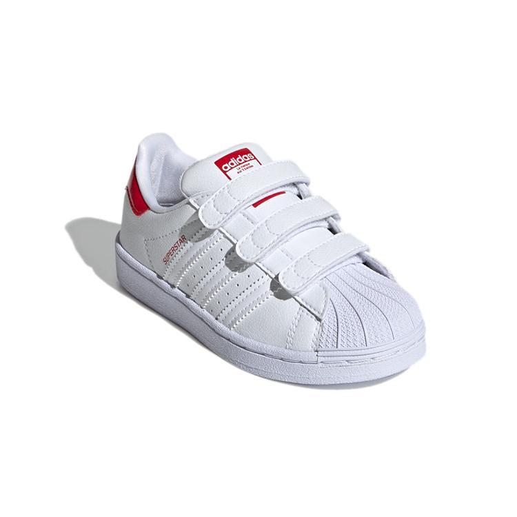 Adidas Originals SUPERSTAR Cf C Lace Up Breathable Low top Kids' Skateboarding Shoes White Red FX7170