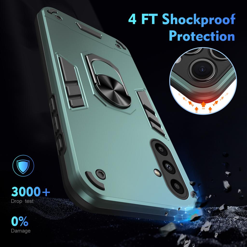 For Samsung Galaxy A14 5G/A14 4G Case Scratch-proof PC+TPU Phone Cover with Rotating Ring Kickstand