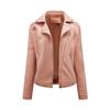 Short Leather Jacket for Women, Slim Fit, Lapel Motorcycle Jacket, Oblique Zipper Jacket, Women's Coat