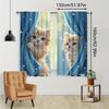 2 Pcs Cute Cat Print Curtains  Suitable for Bedroom  Living Room Kitchen Decoration  Home Decoration  Window Decoration