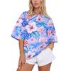 Women Loose Fit Polo Collar Shirt Casual Short Sleeve Top Soft Fabric Printed Blouse Relaxed Fit for Daily Wear Office School Travel