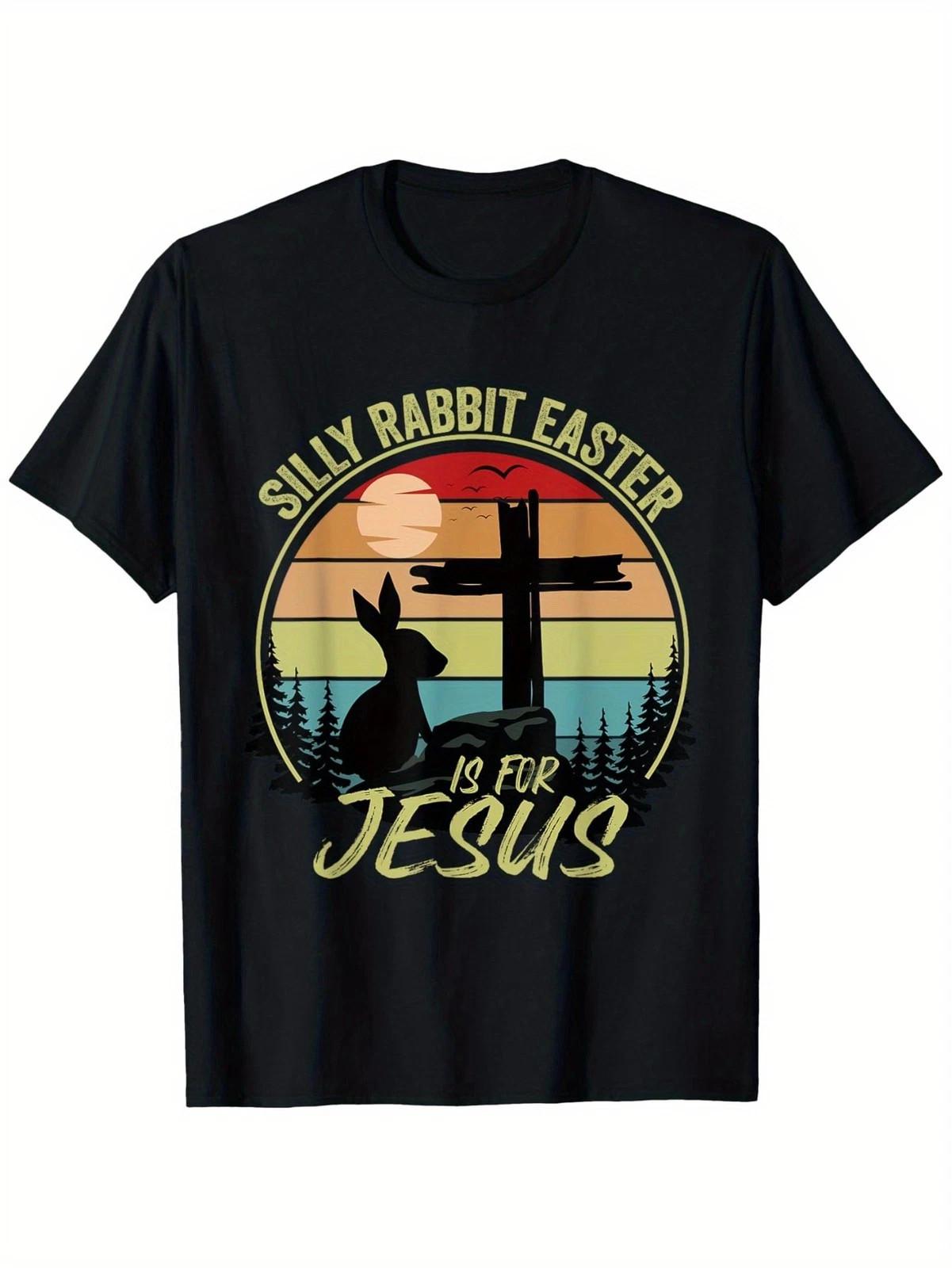 Silly Rabbit Easter Is for Jesus Retro Vintage Christian Easter T-Shirt L