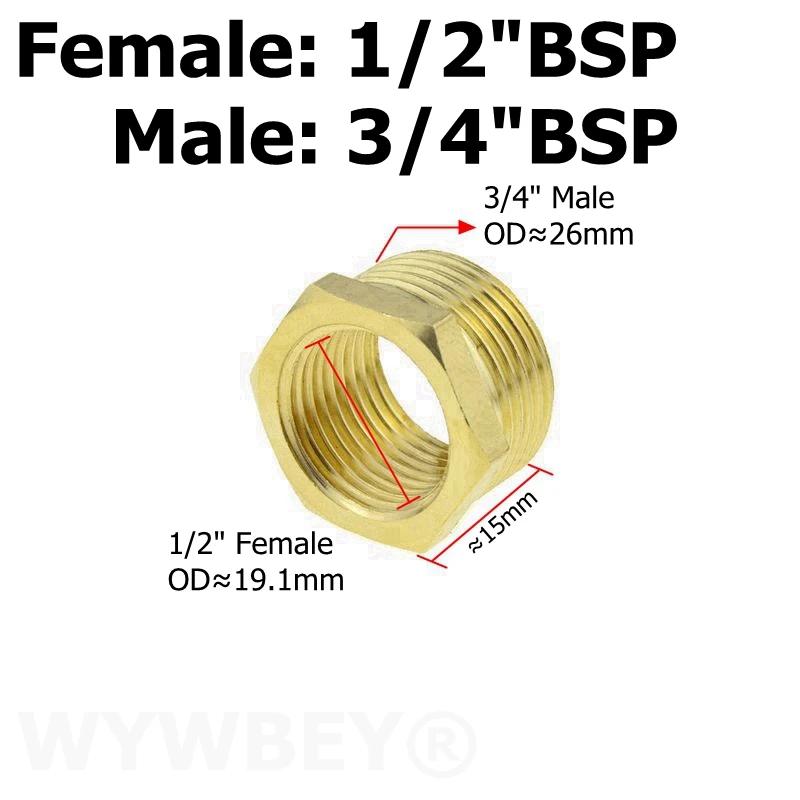 Brass Hex Bushing Reducer Pipe Fitting 1/8 1/4 3/8 1/2 3/4 F to M Threaded Reducing Copper Water Gas Adapter Coupler Connector