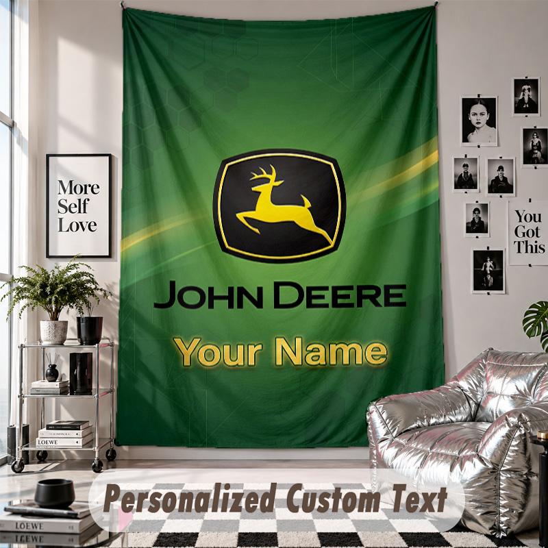 Wandbehang mit individuellem Namen & Text, John Deere Dekorationstuch für das Schlafzimmer
