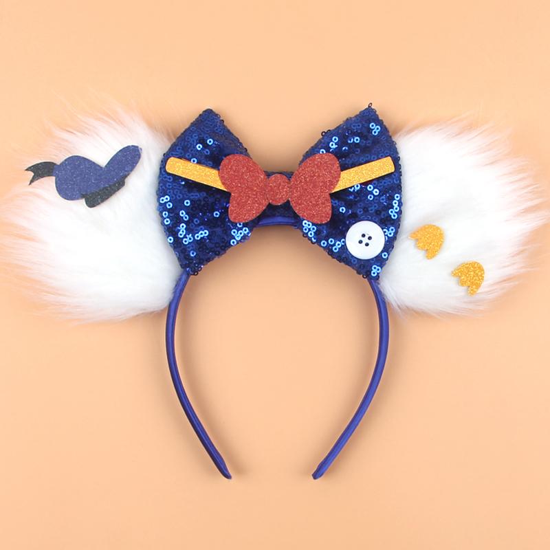 Cartoon Character Mouse Ears Headband Sequins 5" Bow Hairband For Girls Children Festival Party DIY Hair Accessories Gift