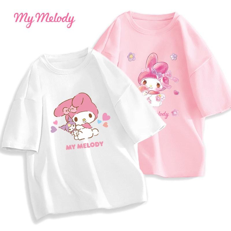 Soft and Cute Melody Cartoon Printed Childrens Tshirt 2026 Summer New Style Pure Cotton Round Neck Parent Child Short Sleeve