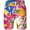 3D Printed Cat Dog Eagle Short Pants For Men Animal Food Pattern Beach Shorts Summer Casual Street Sport Quick Dry Swim Trunks