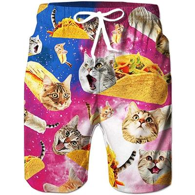 3D Printed Cat Dog Eagle Short Pants For Men Animal Food Pattern Beach Shorts Summer Casual Street Sport Quick Dry Swim Trunks