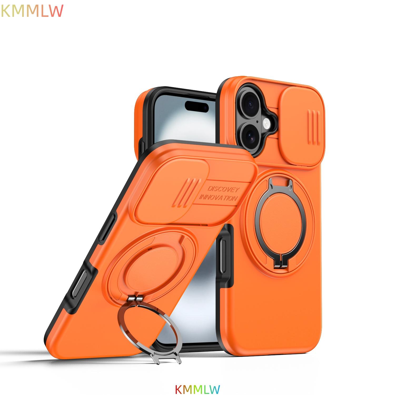 

Luxury Heavy Duty Rugged Armor Magnetic Bracket Case For iPhone 17 16 15 14 13 Pro Max Plus 17Air Slide Camera Protection Cover iPhone 15 Pro Max помаранчевий