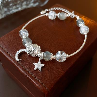 Leichter Luxus Stern Mond Armband Für Frauen Mädchen Mode Glänzend Zirkon Kristall Perlen Armbänder Armreifen Schmuck Party Geschenke