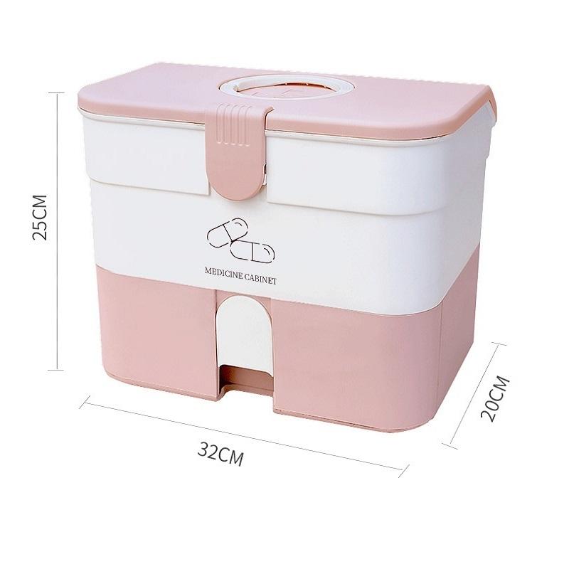 

WBBOOMING Medicine Organizer Plastic First Aid Storage Box Big Space Home Care Medicine Cabinet Portable Container Fashion Color розовый