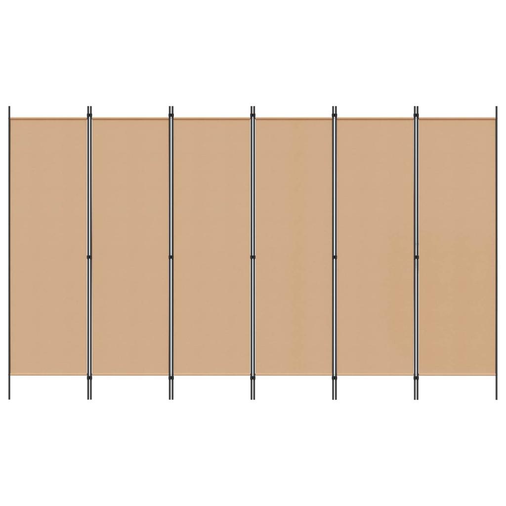 6 Panel Room Divider Beige 300 X 180 Cm Fabric