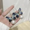 Simple Zircon Butterfly Earrings Light Luxury High-end Stud Earrings Temperament Fashionable Sweet Pearl Earrings Women