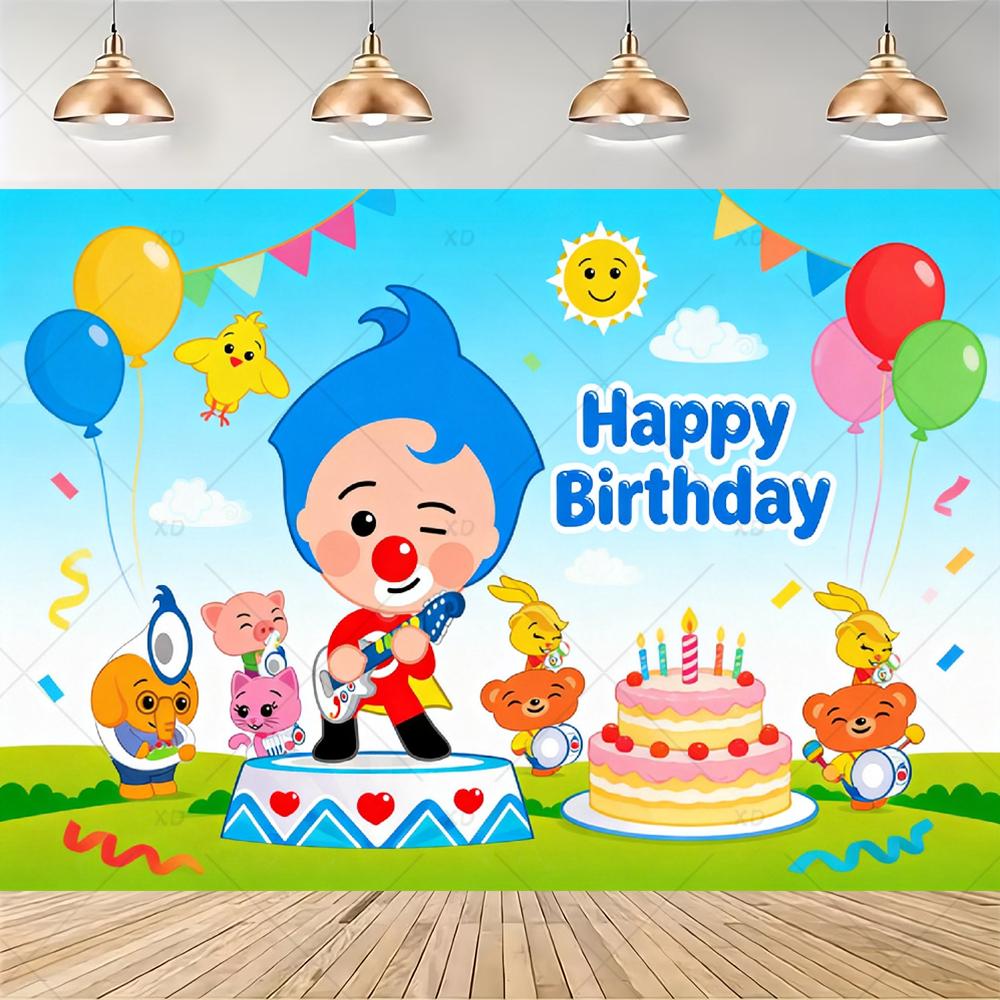 Cartoon Pliming Plims Thema Kindergeburtstag Party Dekoration Hintergrund Zubehör Ballon Set Kuchenaufsätze Banner Kulisse Kindergeschenk