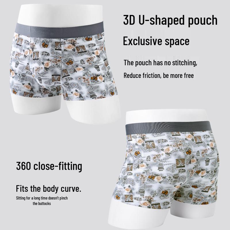 60-Pack Digital Print Men's Seamless Modal Boxer Briefs - Sweat-Absorbent for Teen Boys.