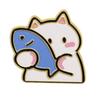 Kitten Hugging Fish Pin Holding Cartoon Cat Brooch, Enamel Alloy Badge Pin, Animal Lapel Pins Clothing Accessories for Backpacks Hats Scarves Jackets