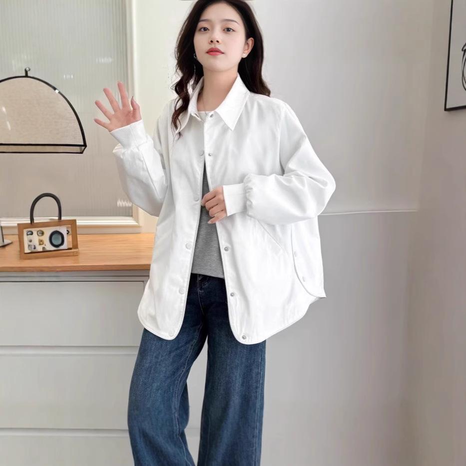 

Women s American Retro Long Sleeve Solid Color Jacket - Elegant Spring 2025 Collection Extra Large білий