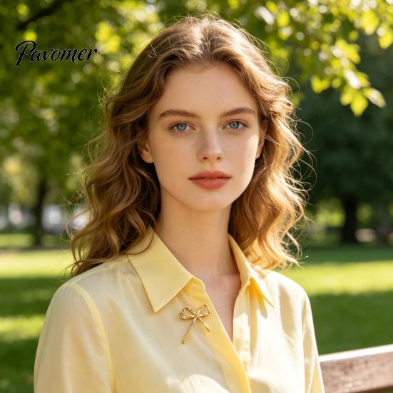 Bowknot Shape Pin Hollow Bow Alloy Brooch Pin, Golden Silver Plated Lapel Clothing Decoration Sweater Cardigan Coat Suits Accessories, Jewelry