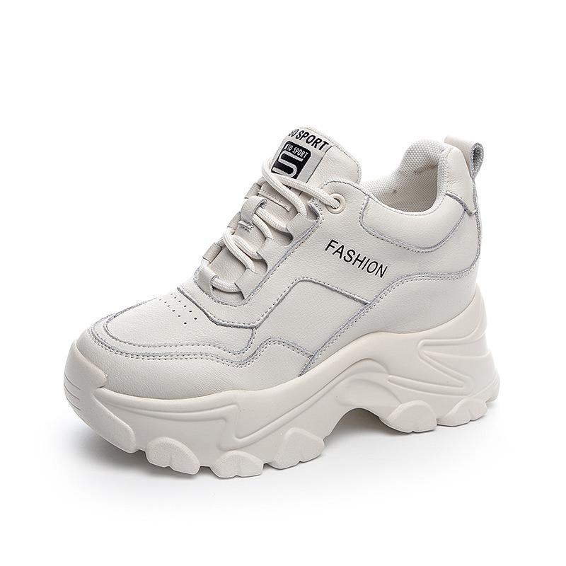 

Inner height increase autumn and winter new breathable dad shoes platform mesh small dirty shoes sports and leisure shoes 34 бежевый