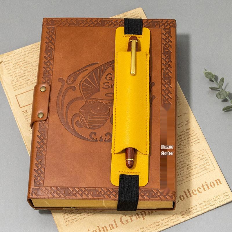 Portable PU Leather Pen Holder with Elastic Band for Single Fountain or Ballpoint Pen