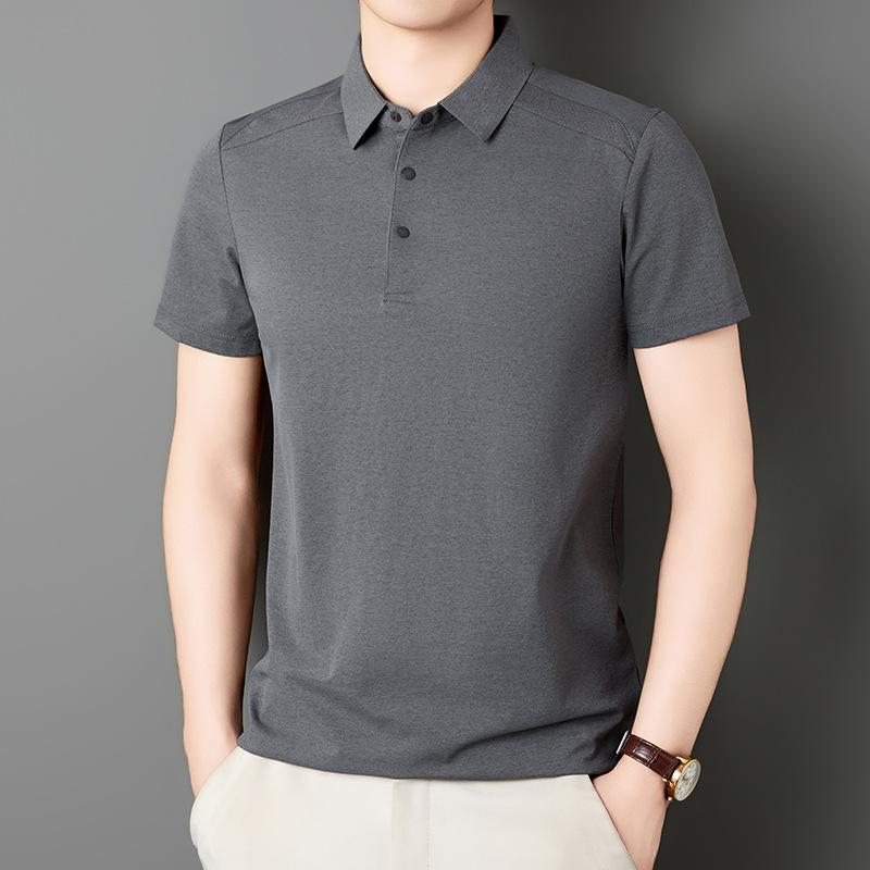 Summer Men s Business Polo Lapel Collar Ice Quick-Dry Short Sleeve Daily Wear Commute Casual Top M