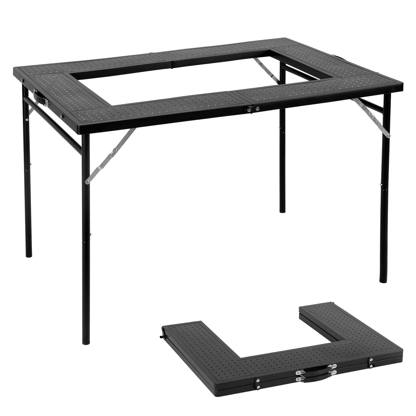 

Bonfire Table Height Adjustable in 2 Levels Stove Multi Barbecue Fire Stand Outdoor Iron Hearth Width 116 x Depth 80 x Height 4075 cm (Black)
