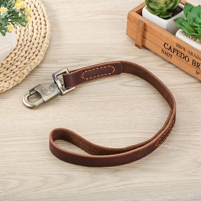 Laisse en cuir de vache pour chien Laisse courte à traction Entraînement en une étape Laisse de suivi Laisse Cheval Chien Golden Retriever Laisse en cuir de vache pour chien