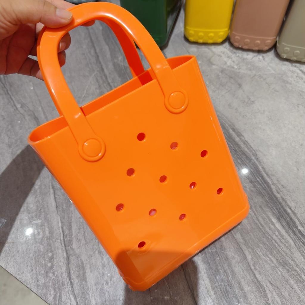 Borsa Gelatina Borsa con Fori Fai da Te Borsa da Donna Macaron Cesto da Spiaggia per Bucato Borsa in Pvc