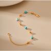 Gold Plated Faceted Turquoise Color Bead & Ball Bracelet With Extension Chain