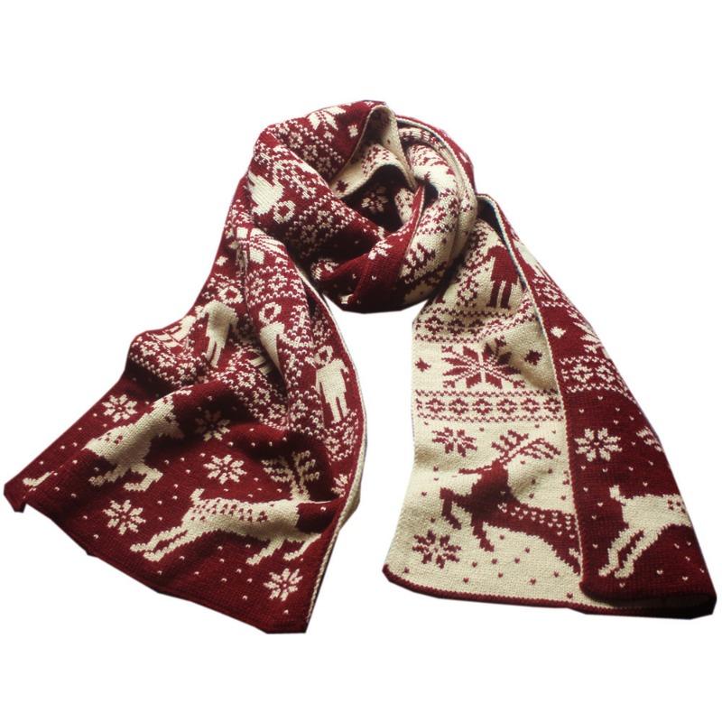 Autumn and Winter Christmas Snowflake Deer Elk Knitted Scarf Thickened Double-sided Love Couple Men's and Women's Scarf 41