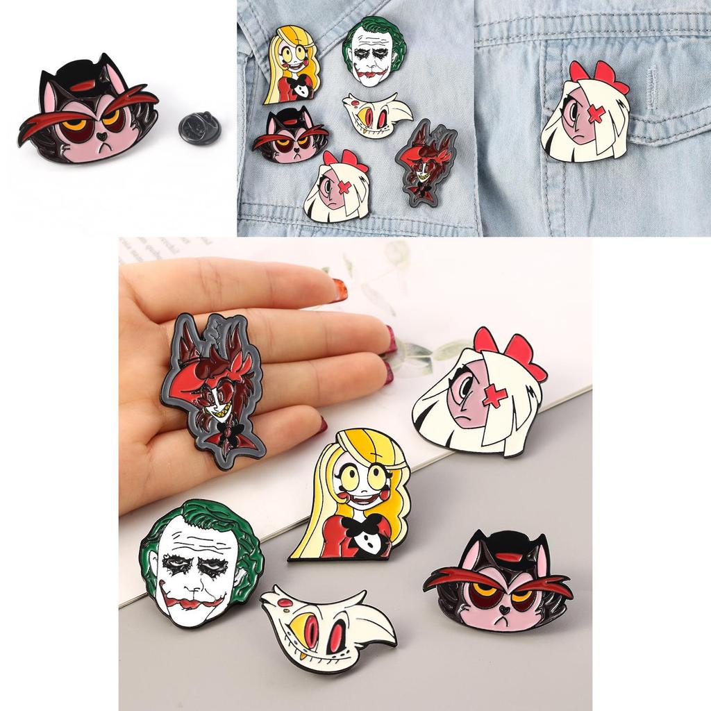 Hazbin Hotel Cartoon Drip Oil Alloy Brooch Geometric Style Factory Direct Sales