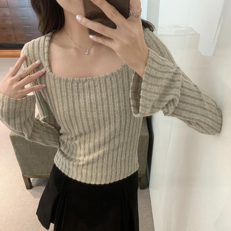 

Pure Desire квадратный воротник розово-красный топ питбол осень-зима новый ретро внутренняя многослойная рубашка XL