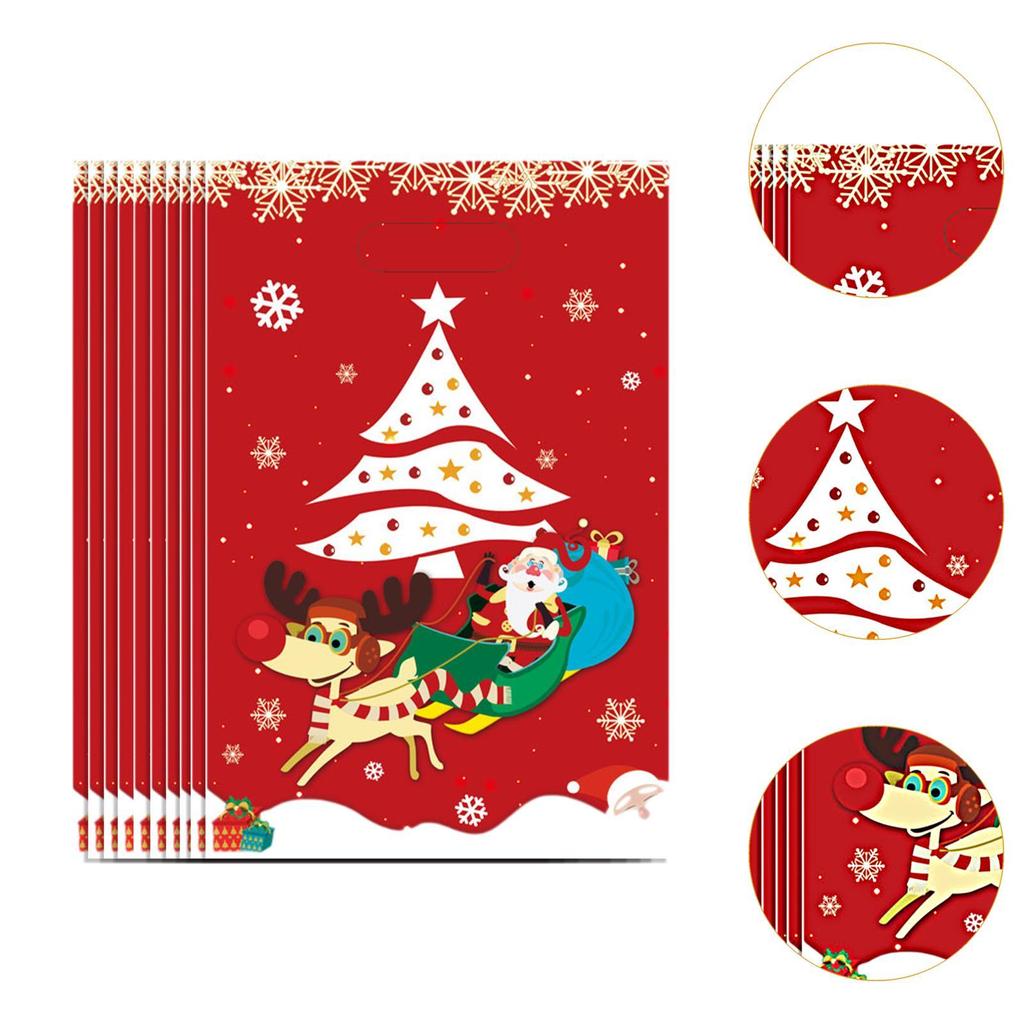 10Pcs Christmas Gift Bag Treat Bag Pouch Handbag for Gifts Wrapping Tote Bag