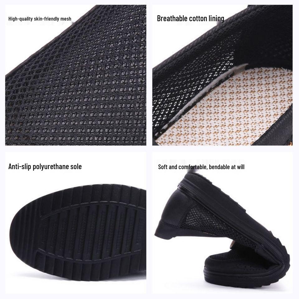 Men's Old Beijing Non-Slip Mesh Shoes: Breathable, Casual, Plus Size Shoes for Seniors