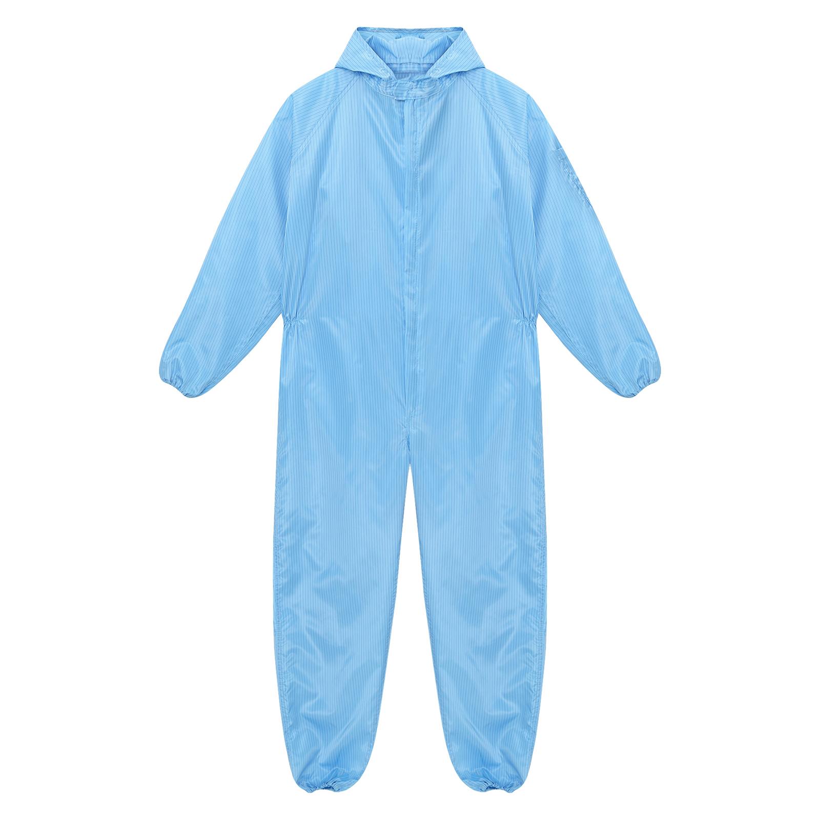 

Унисекс антистатический комбинезон с капюшоном и застежкой-молнией спереди, комбинезон для всего тела, пылезащитный комбинезон для мастерской по покраске распылением M светло-синий