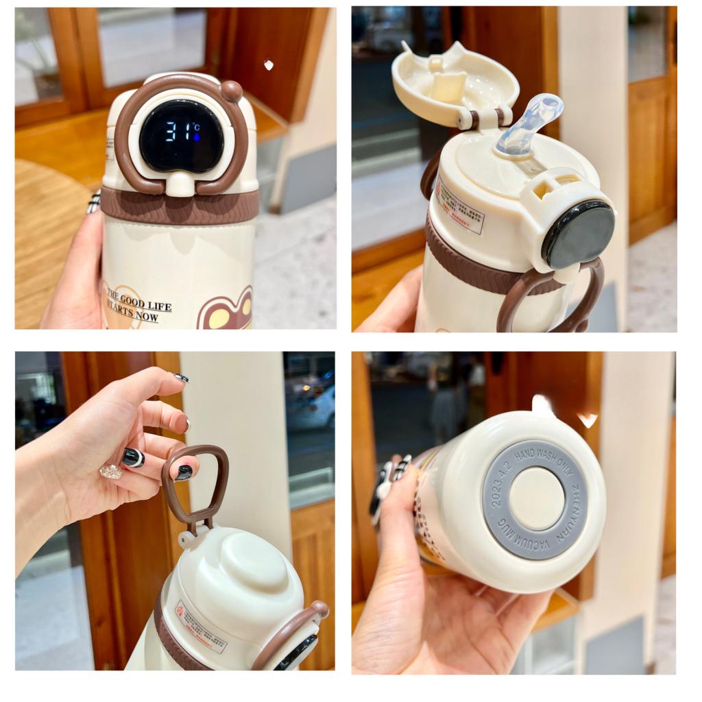 Childrens Smart Thermal Retention Cup for Girls Cute High-looking Straw Cup for Grade School Students Large-capacity Portable Water Drinking Cup