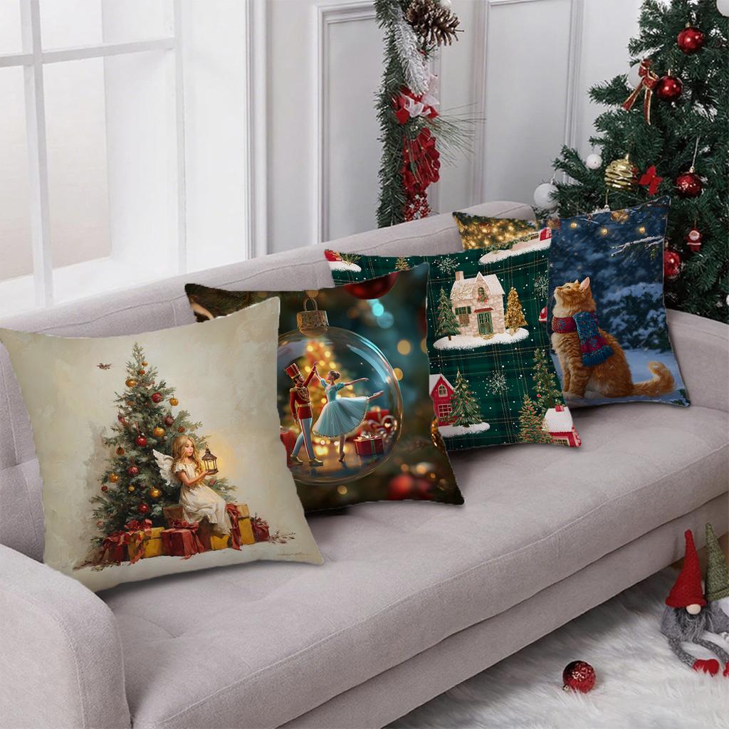 An Angel With A Christmas Tree Pillowsuitable For Sofa Car Bedroom Decorative Cushion Cover Pillow Cover