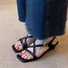 Fashion Simple Crossover with Square Toe Wedge Romans Feminine Fashion Open Toe Slip Strap Soft Sole Non-Slip Sandals