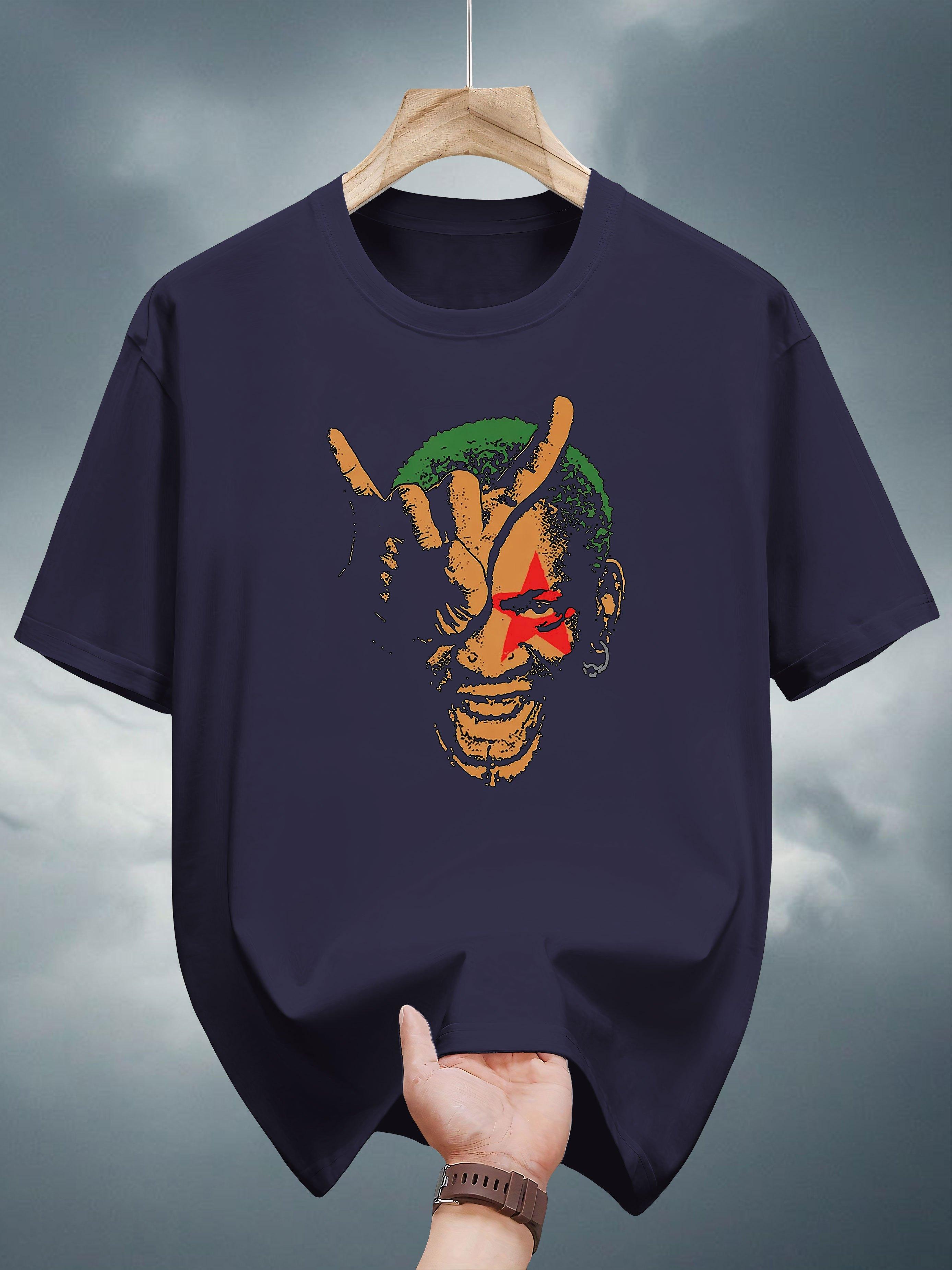 Graphic Print Short Sleeve T-shirt - Bold Clown Face Design M