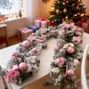180cm Artificial Christmas Wreath Realistic Snow Pine Garland Decorations Plush Faux Foliage for Fireplace & Wall Hanging Decor
