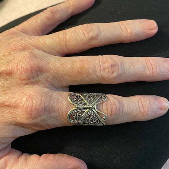 Women Ring Butterfly Adjustable Jewelry Engraving Appearance Finger Ring for Dating