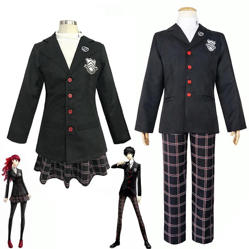 Cosplay Persona Anime 5 Amamiya Ren School Uniform Coat Shirt Pants Skirt Wig