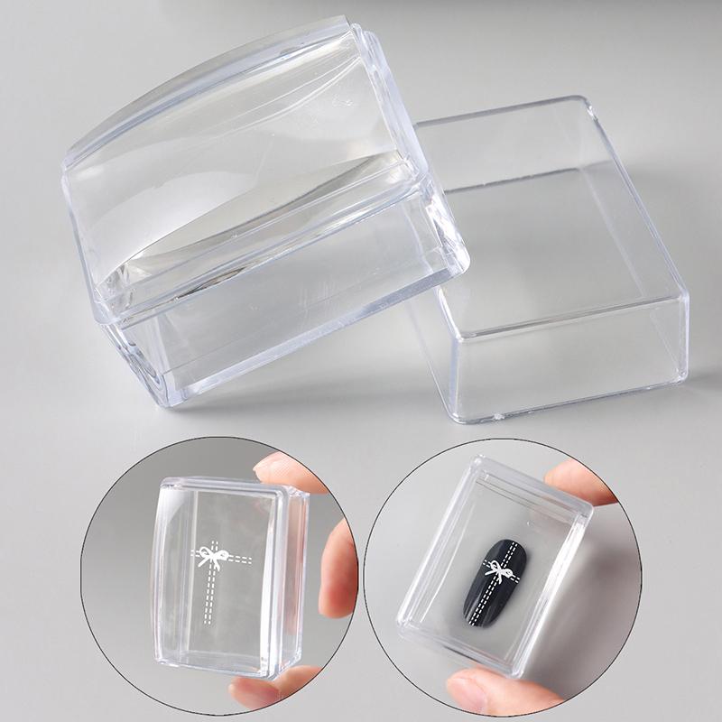 Transparent Rectangle Nail Art Stamper With Scraper Silicone Head Transfer Tool Fast Clear Jelly French Stamping Manicure