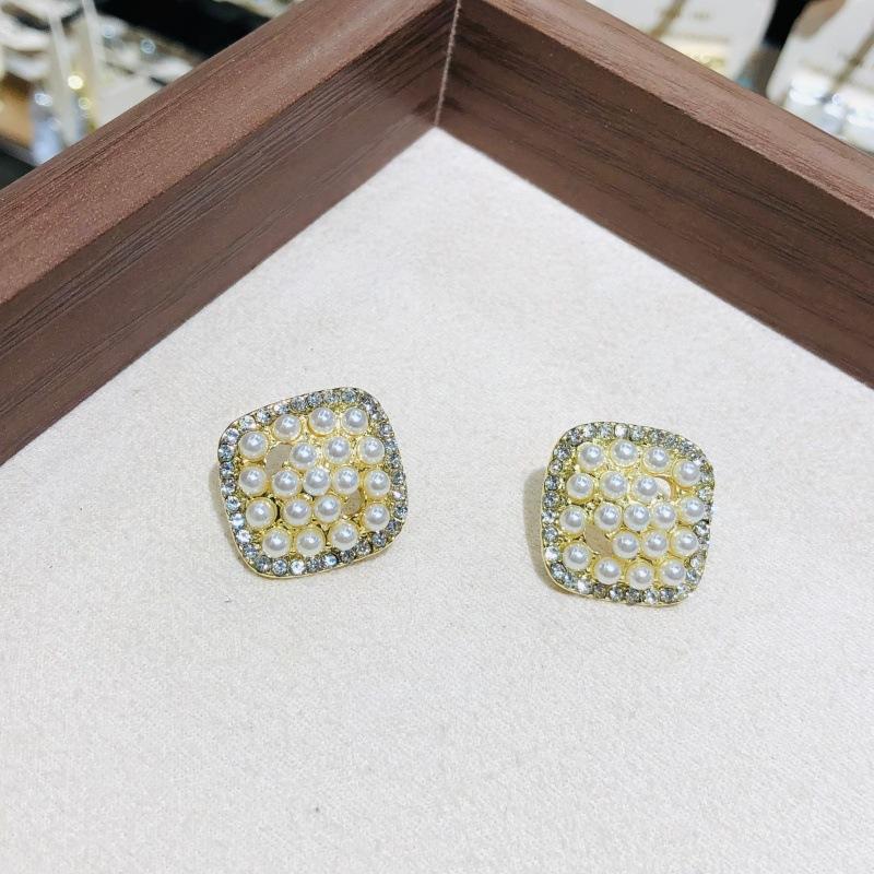 Moderní čtvercové mřížkové náušnice pro ženy, mini imitace perel, korálky, patchwork, kamínky, geometrické náušnice, párty, šperky, dárek